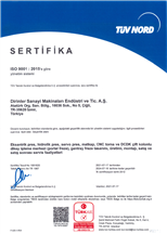 Dirinler Sanayi Makineleri - ISO 9001 Sertifikası - TR